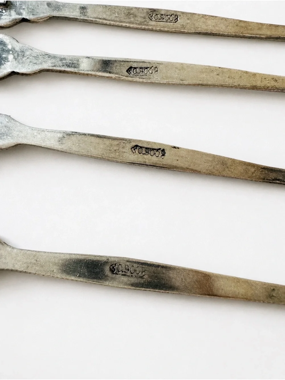 Mid-Century Alpaca Silver Cocktail Forks – Peruvian Inca Figural Set of 13